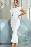 Havfrue White Holiday Party kjole med Ruffles