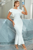 Havfrue White Holiday Party kjole med Ruffles