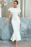 Havfrue White Holiday Party kjole med Ruffles
