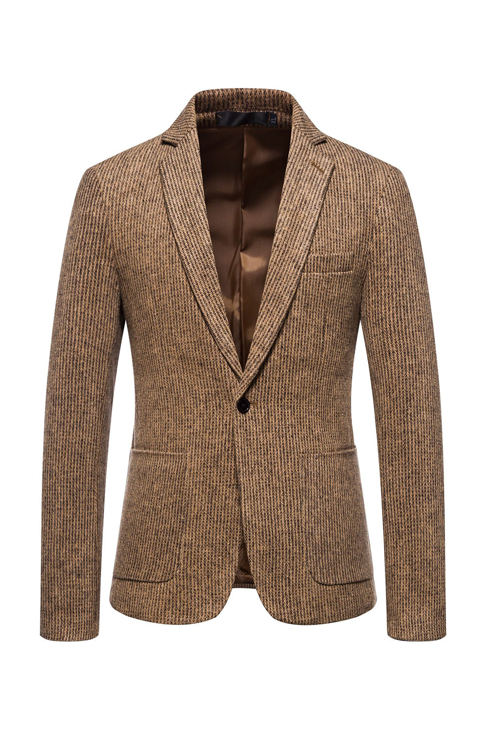Khaki Tweed One Button Notched Lapel menn Blazer