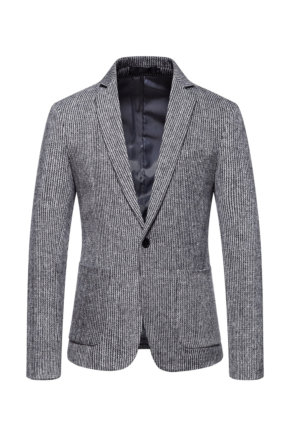 Khaki Tweed One Button Notched Lapel menn Blazer
