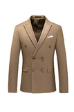 Khaki Double Breasted Notched Lapel 3 Piece menns dresser