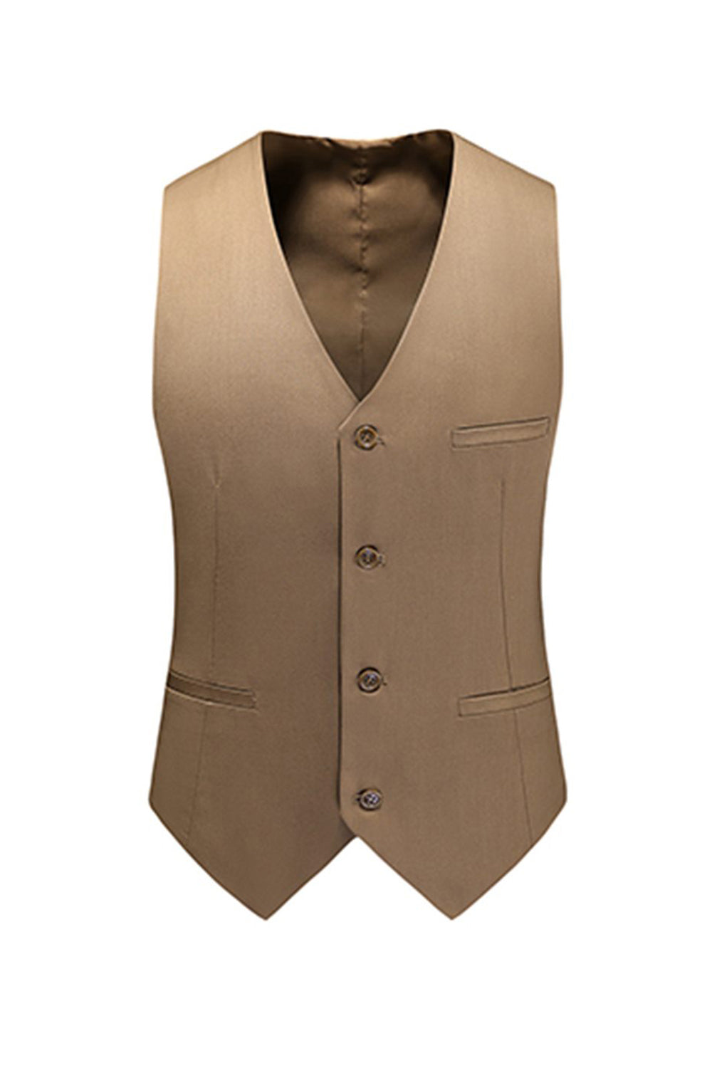 Khaki Double Breasted Notched Lapel 3 Piece menns dresser