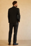 Black Shawl Lapel Single Breasted 3 Piece menn Suits