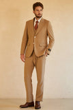Brown Single Breasted Peak Lapel 3 Piece menn bryllupsdrakter