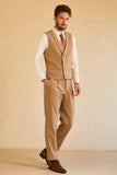 Brown Single Breasted Peak Lapel 3 Piece menn bryllupsdrakter