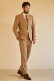 Brown Single Breasted Peak Lapel 3 Piece menn bryllupsdrakter