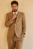 Brown Single Breasted Peak Lapel 3 Piece menn bryllupsdrakter