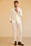 White Peak Lapel Single Breasted 3 Piece menn Wedding Suits