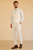 White Peak Lapel Single Breasted 3 Piece menn Wedding Suits
