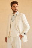 White Peak Lapel Single Breasted 3 Piece menn Wedding Suits