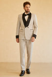 Grey Shawl Lapel Double Breasted 2 Piece menn Suits
