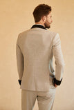 Grey Shawl Lapel Double Breasted 2 Piece menn Suits