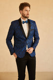White Shawl Lapel Jacquard One Button Menn Prom Blazer
