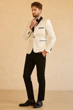 White Shawl Lapel Jacquard One Button Menn Prom Blazer