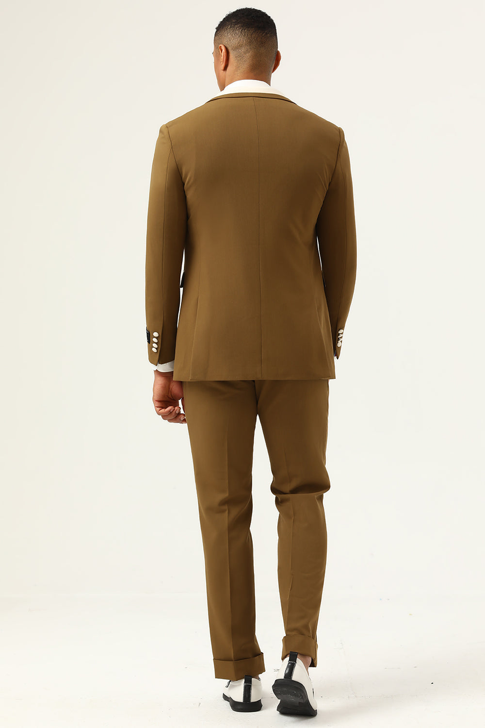 Brown Peak jakkeslag Single Button menn Prom Suits