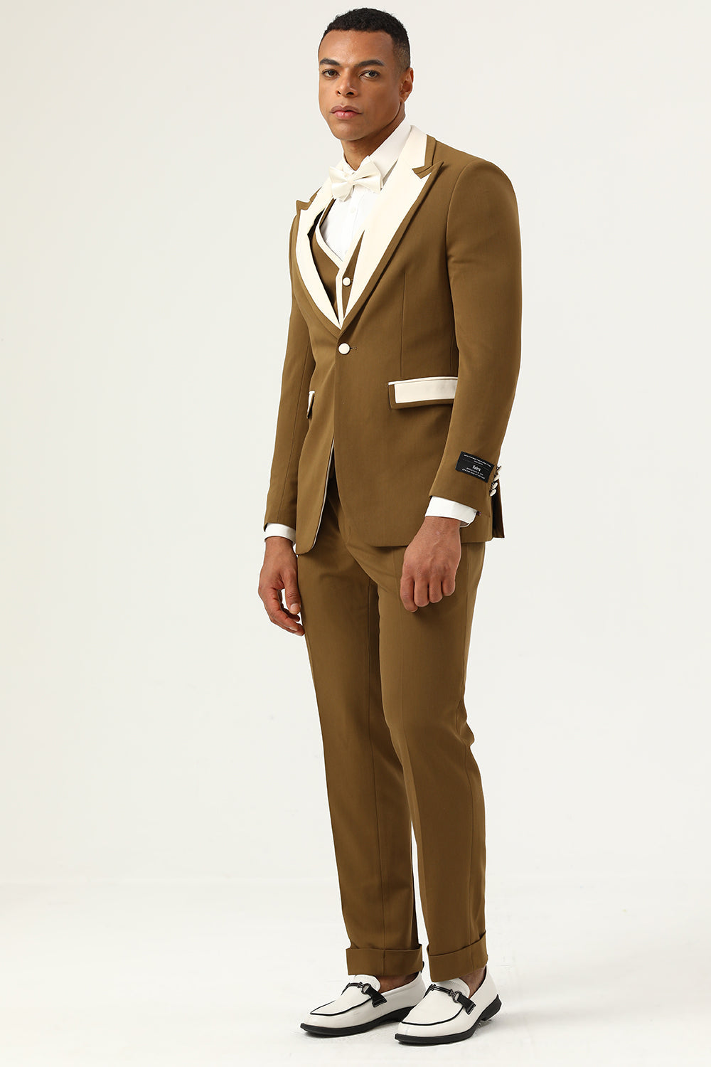 Brown Peak jakkeslag Single Button menn Prom Suits