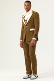 Brown Peak jakkeslag Single Button menn Prom Suits