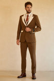 Peak Lapel Single Button Brown menn bryllupsdrakter