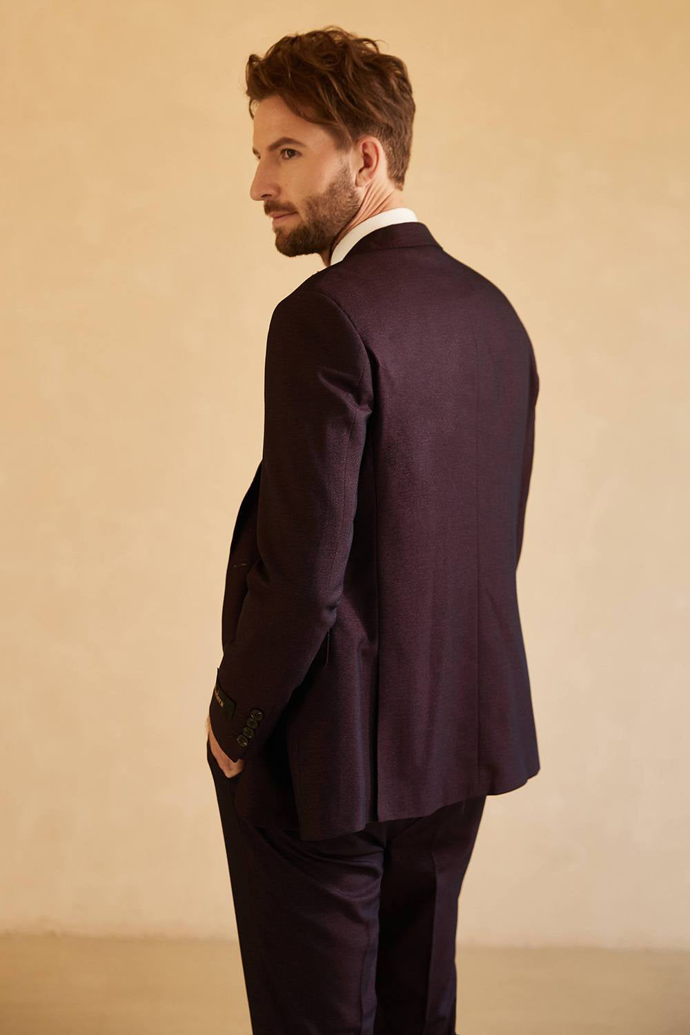 Notched Lapel Single Button Blazer for menn Wedding