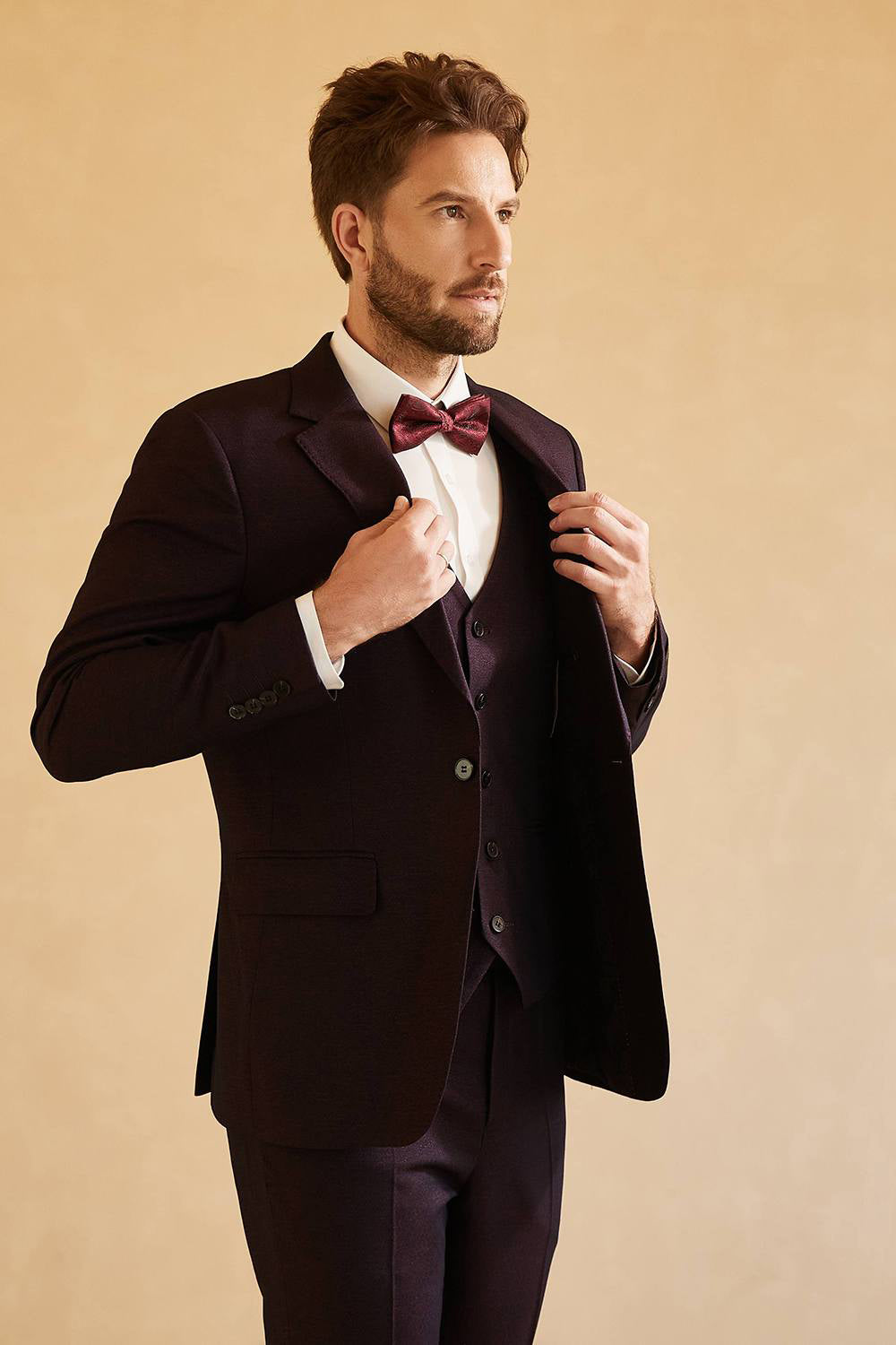 Notched Lapel Single Button Blazer for menn Wedding