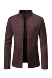 Brown Stand Collar Single Breasted menn Blazer