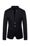 Navy Stand Collar Single Breasted Menn Blazer