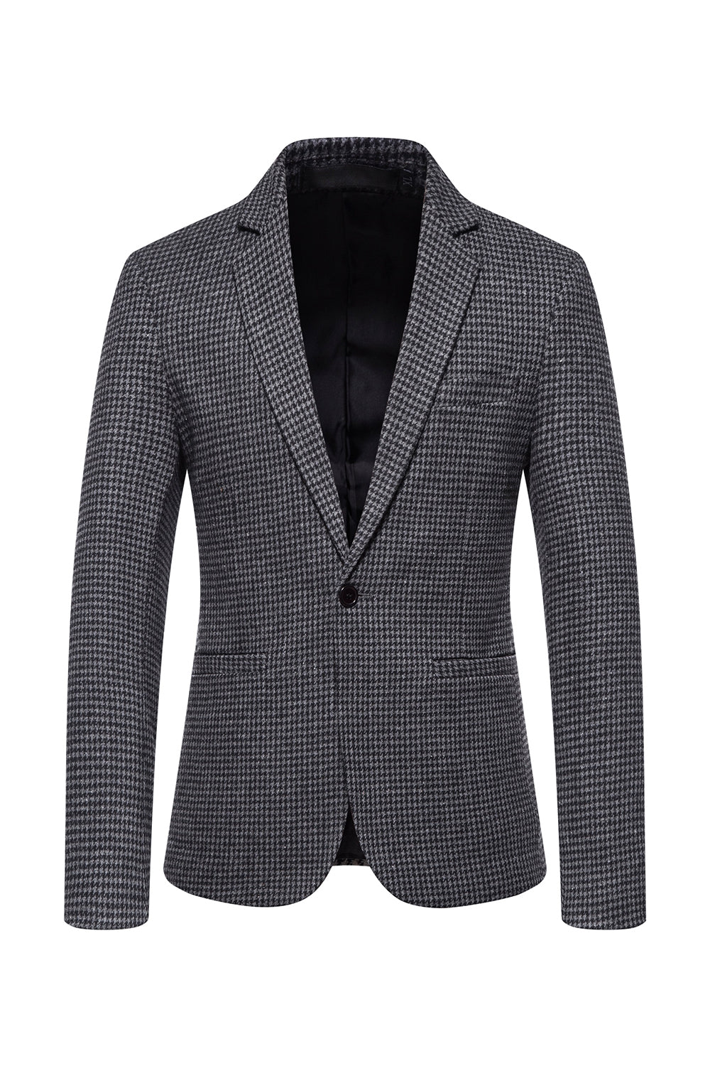Khaki rutete enknapps blazer for menn