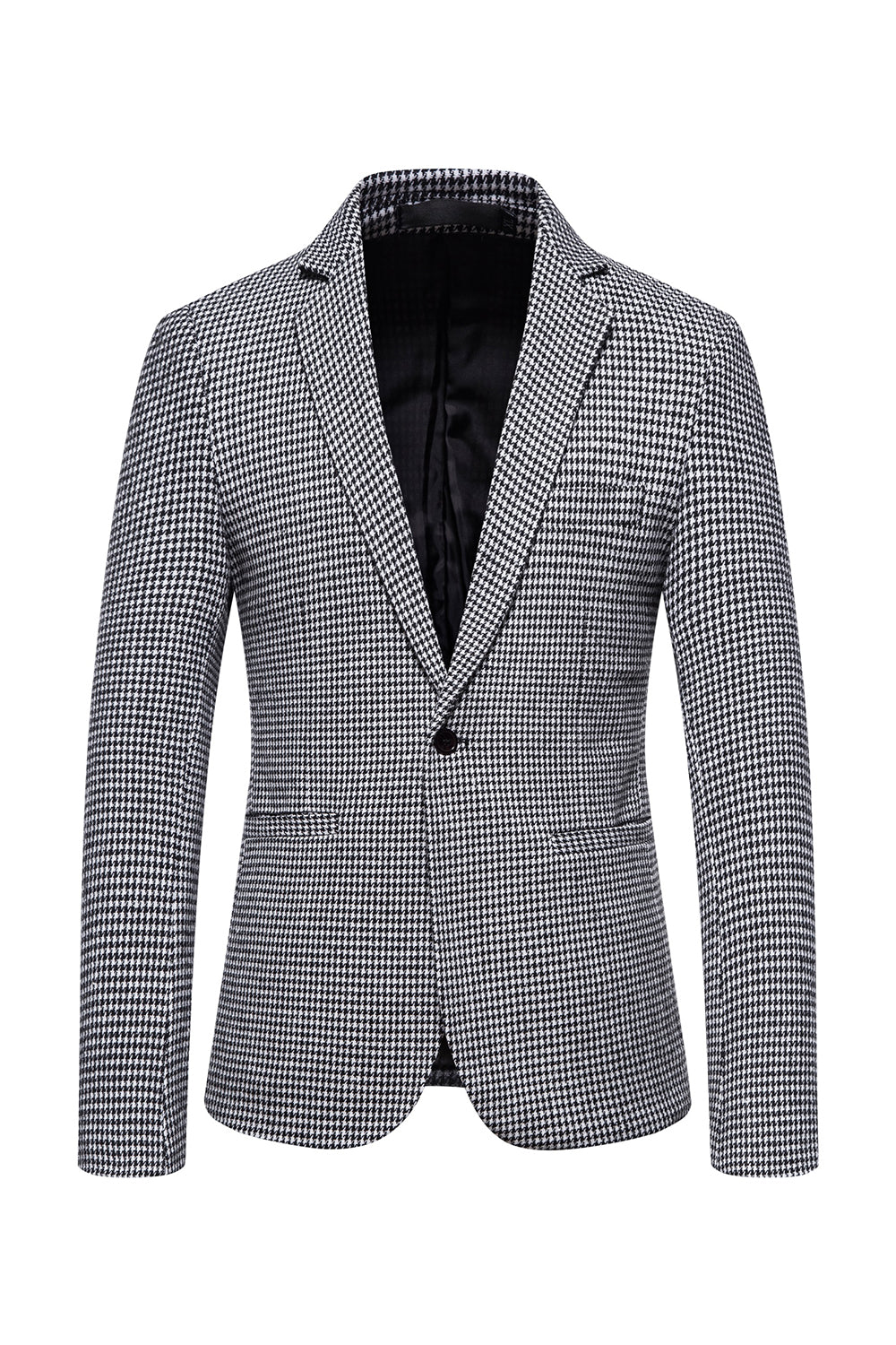 Khaki rutete enknapps blazer for menn