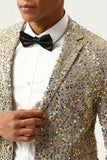 Sparkly Champagne paljetter Notched Lapel menn Prom Blazer
