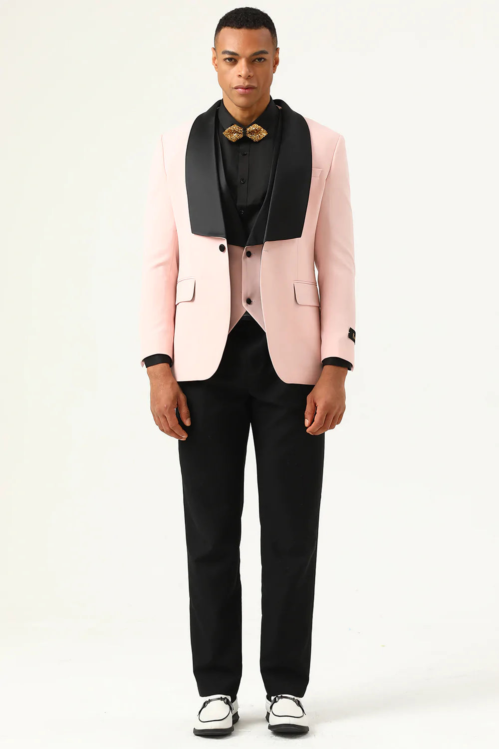 Pink Shaw Lapel 3 Piece menn Prom Suits