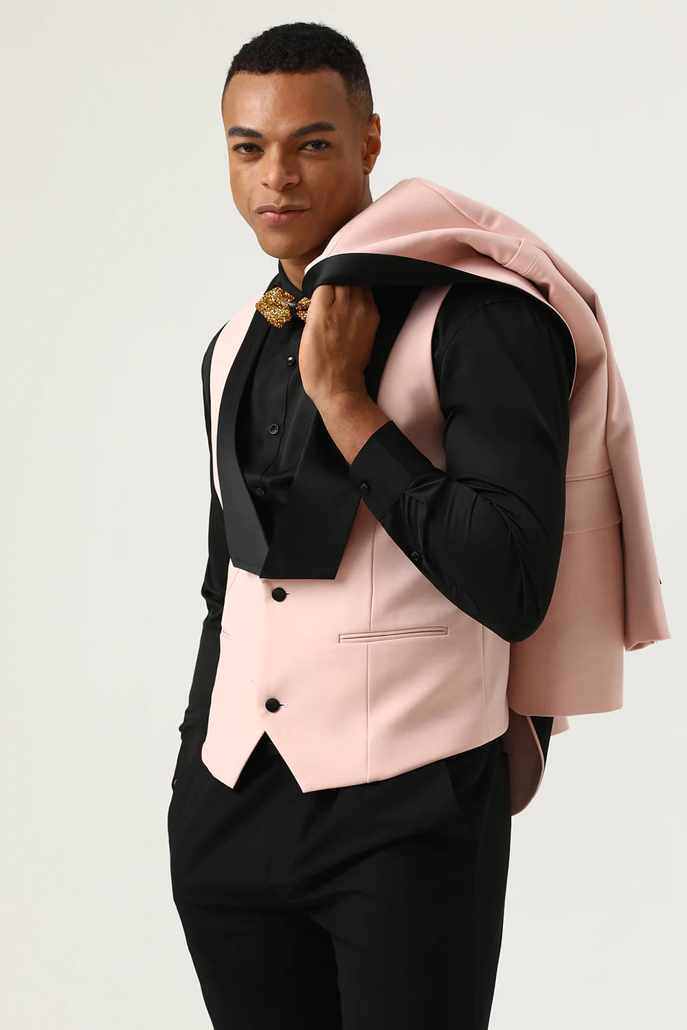 Pink Shaw Lapel 3 Piece menn Prom Suits