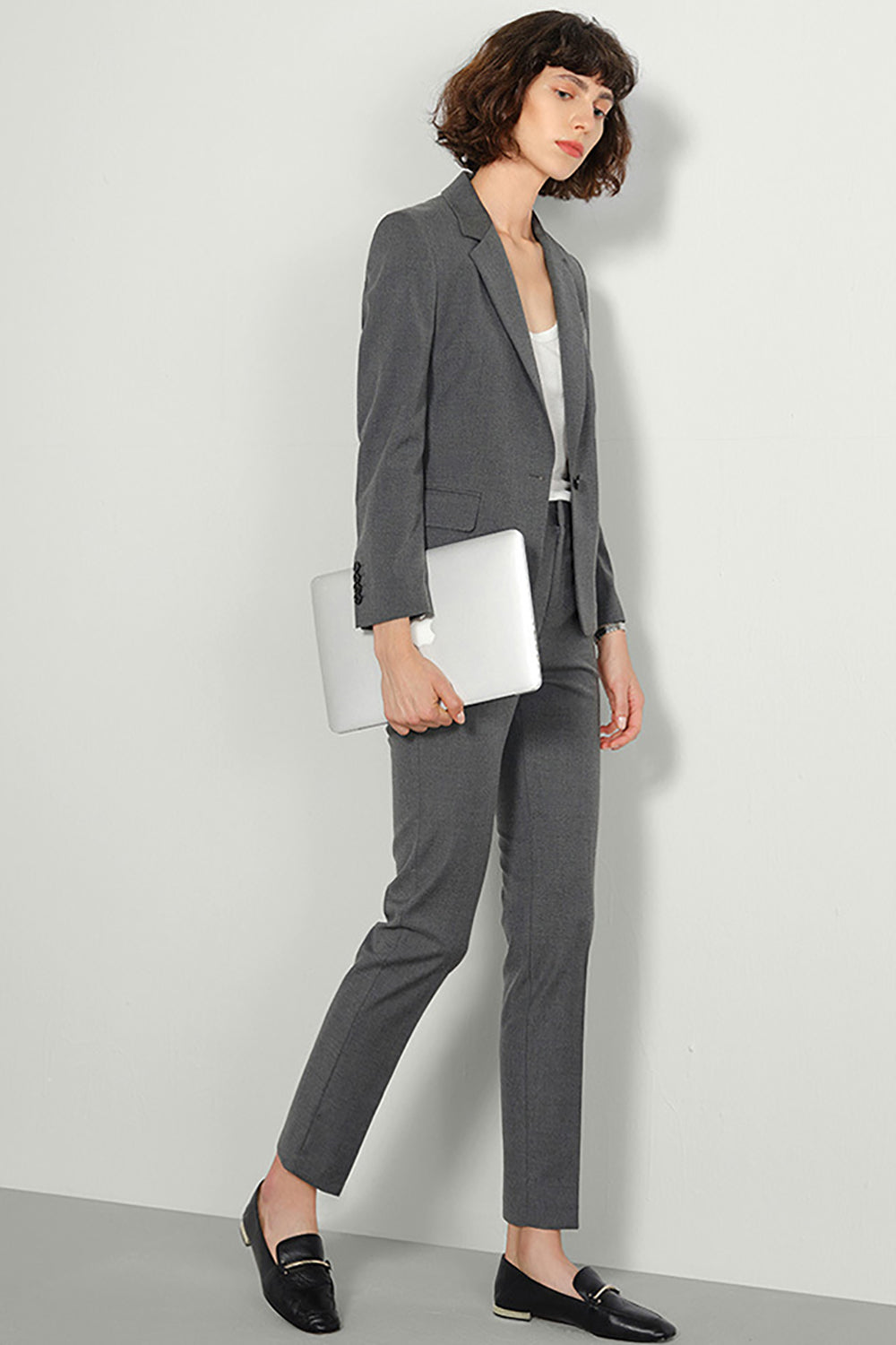 Grå Single Breasted Kvinner Party Blazer