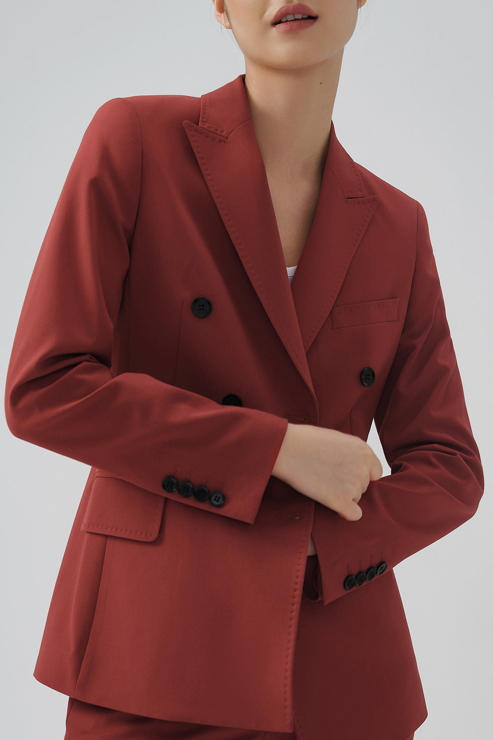 Svart Double Breasted Peak Lapel Kvinner Party Blazer