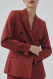 Svart Double Breasted Peak Lapel Kvinner Party Blazer