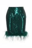 Sparkly Dark Green paljetter 2 Piece Women Blazer med skjørt