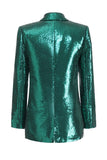 Sparkly Dark Green paljetter 2 Piece Women Blazer med skjørt