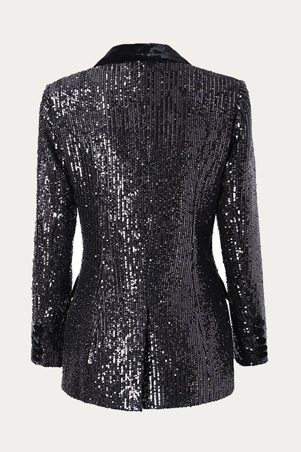 Sparkly Black Sequins Double Breasted Kvinner Prom Blazer