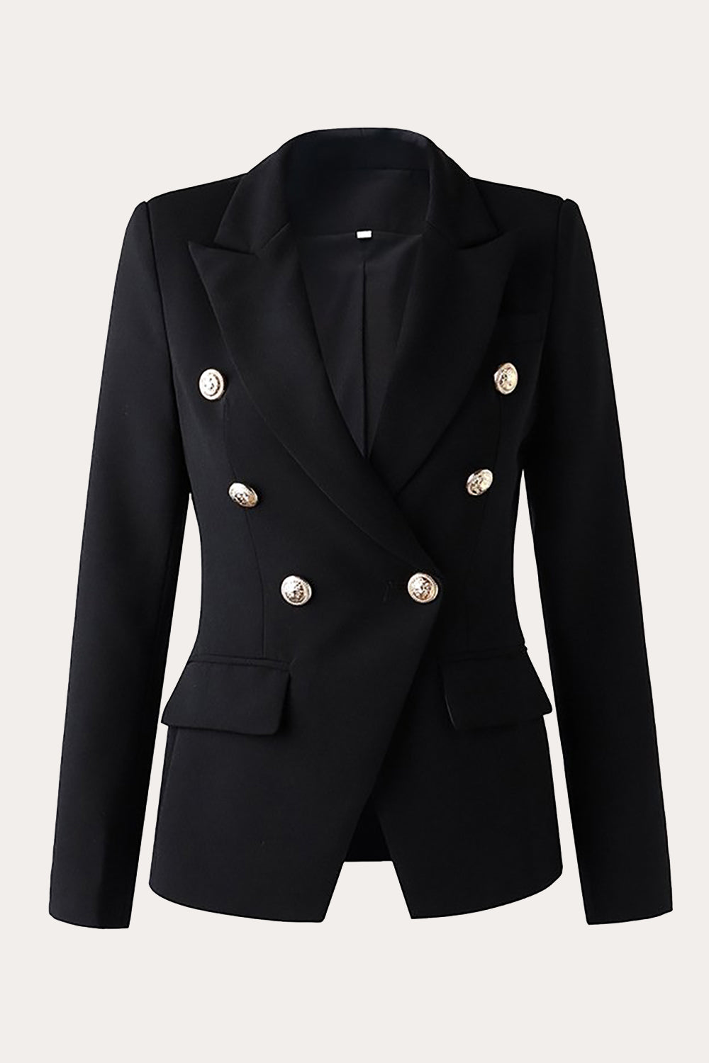Svart Double Breasted Peak Lapel Kvinner Party Blazer