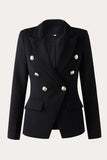 Svart Double Breasted Peak Lapel Kvinner Party Blazer