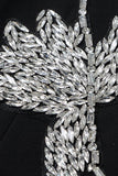 Sparkly Black Beaded Hakket Lapel Women Prom Blazer