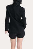 Sparkly Black Beaded Hakket Lapel Women Prom Blazer