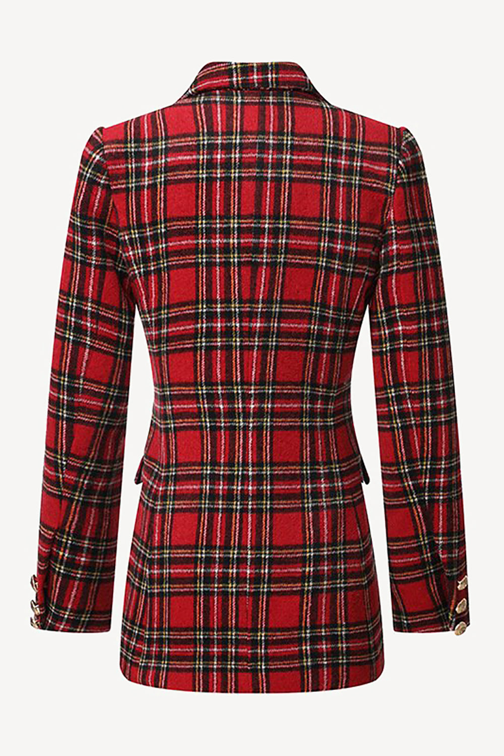 Red Plaid Tweed Double Breasted Kvinner Blazer