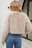Aprikos Open Front Shearling Faux Fur Beskåret frakk