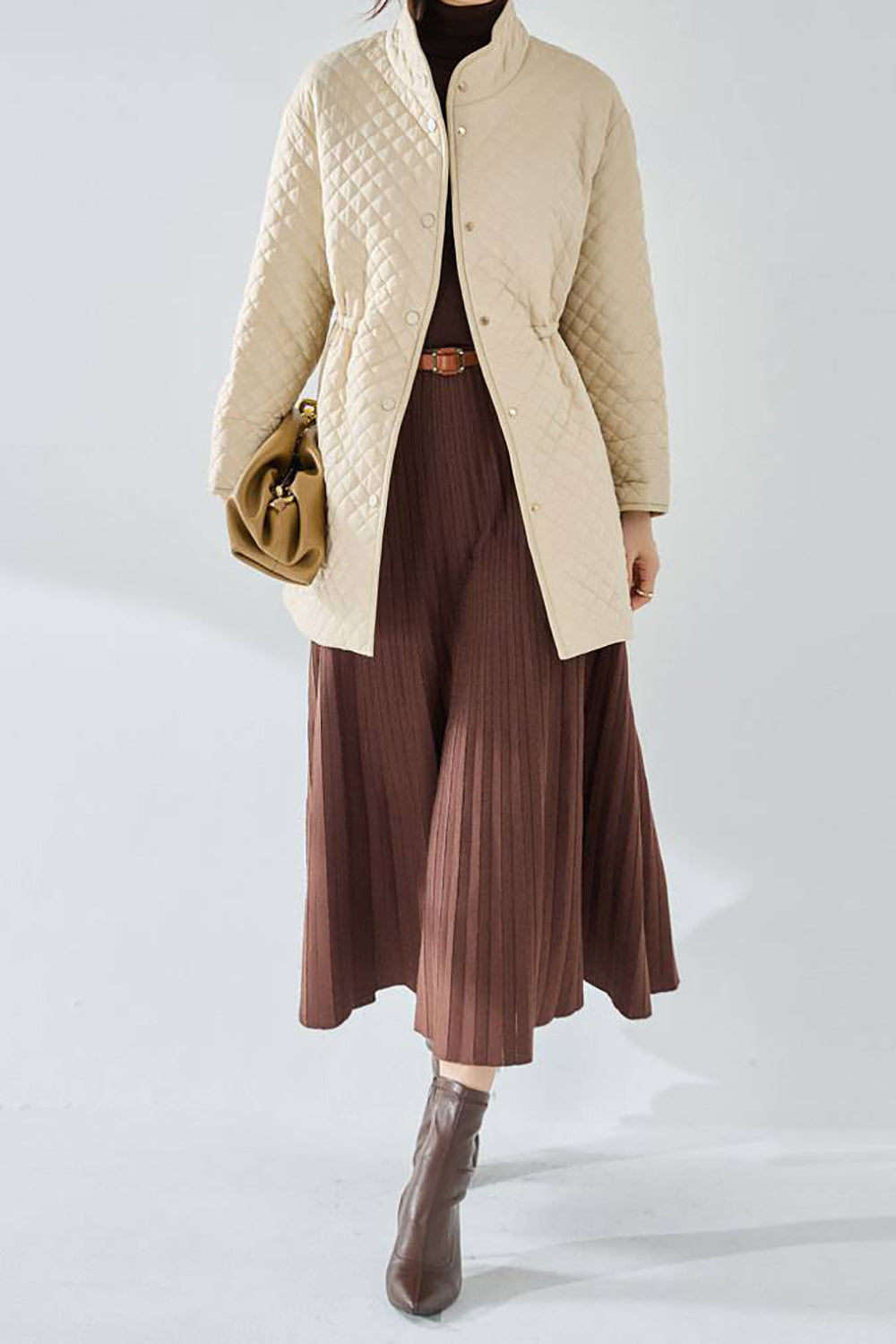 Black Button Lett vattert Puffer Jacket