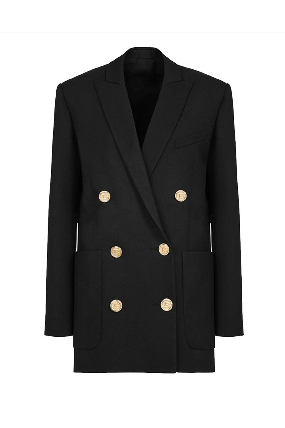 Svart Double Breasted Peak Lapel Women Prom Blazer