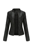 Svart glidelås frontmontert PU Women Jacket
