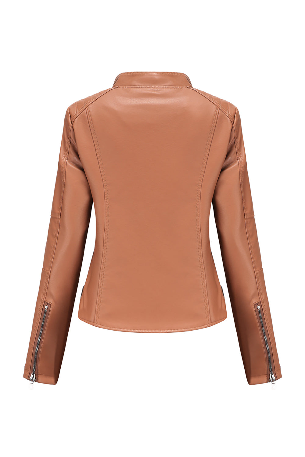 Svart glidelås frontmontert PU Women Jacket