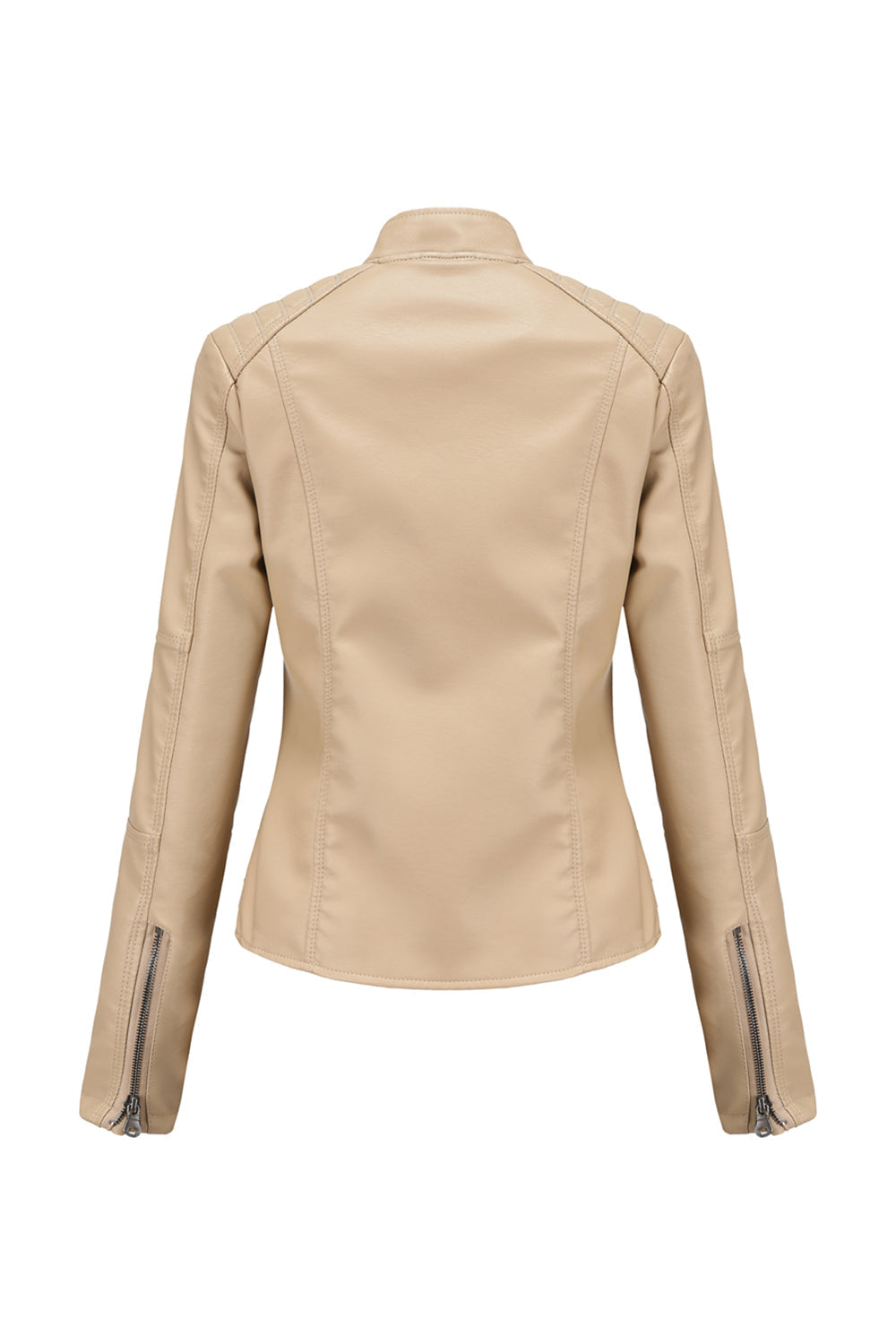 Svart glidelås frontmontert PU Women Jacket