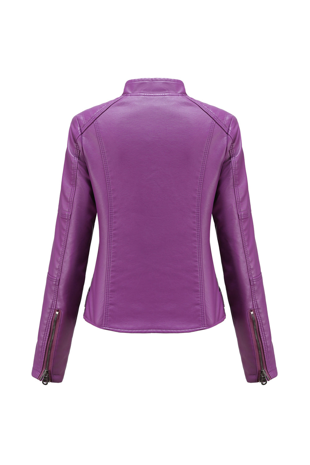 Svart glidelås frontmontert PU Women Jacket